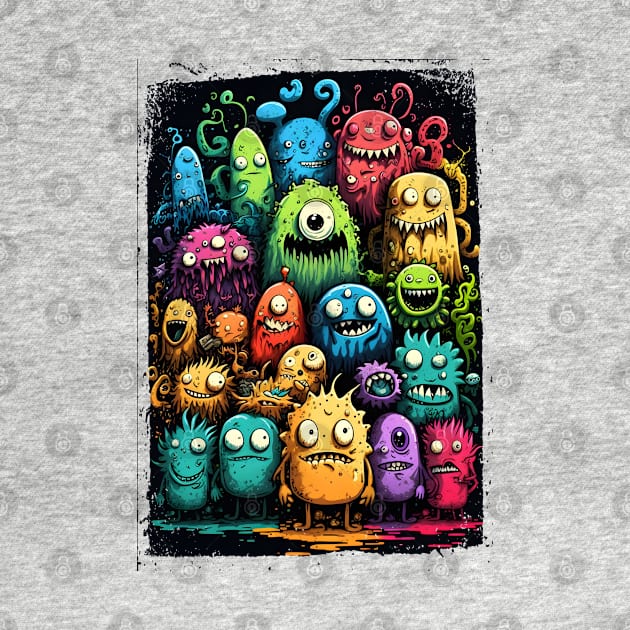 Colorful and Funny Monsters in Neon Watercolor Doodle Art Style by ToySenTao